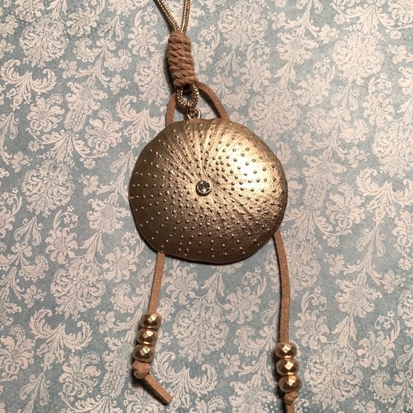 Long Matte Gold Shell Necklace - Picture 2 of 3